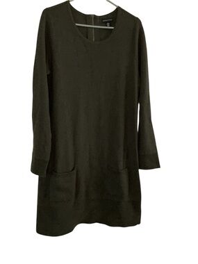 Adrienne Vittadini Black Long Sleeve Shift Dress, wool blend. Size XL